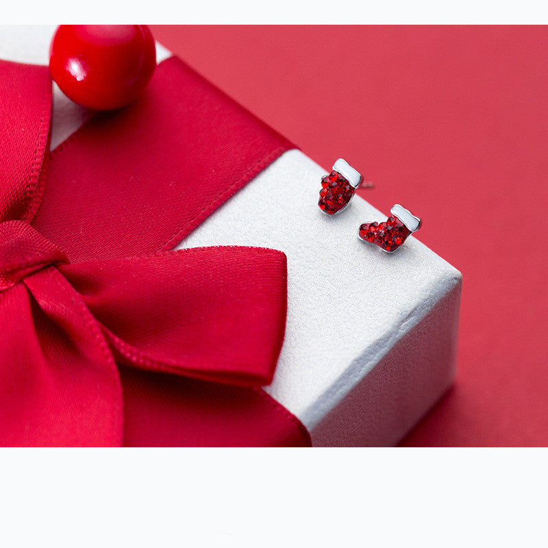 Silver Earrings with Asymmetric Christmas Design