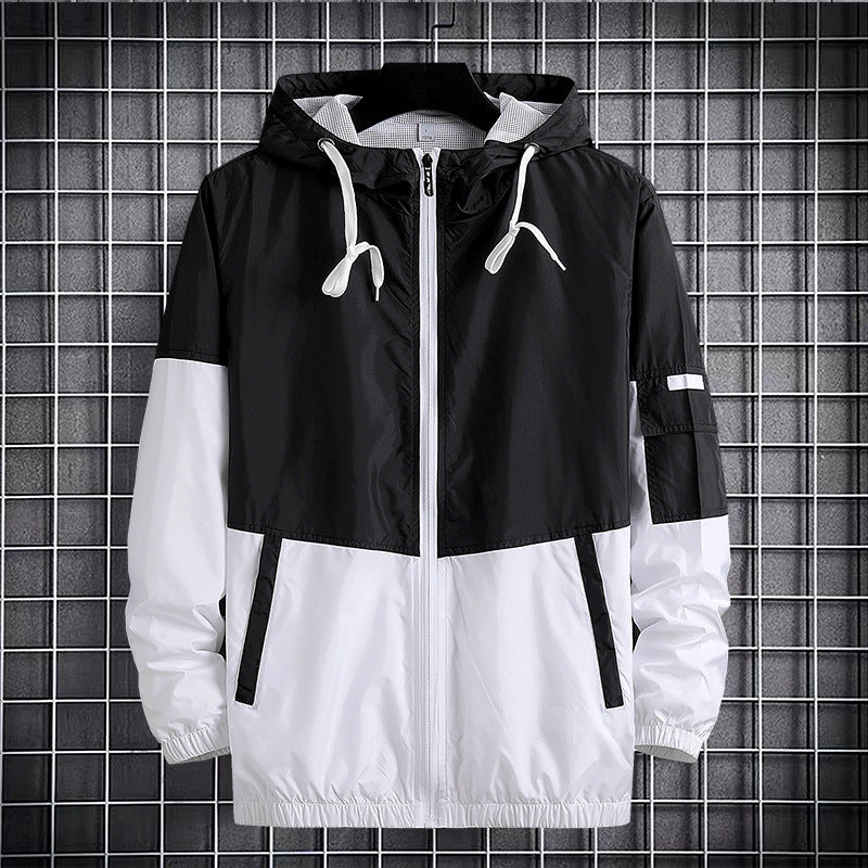Plus Size Men's Hooded Sports Trench Jacket