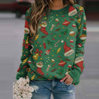 European American Christmas Print Fleece Sweater