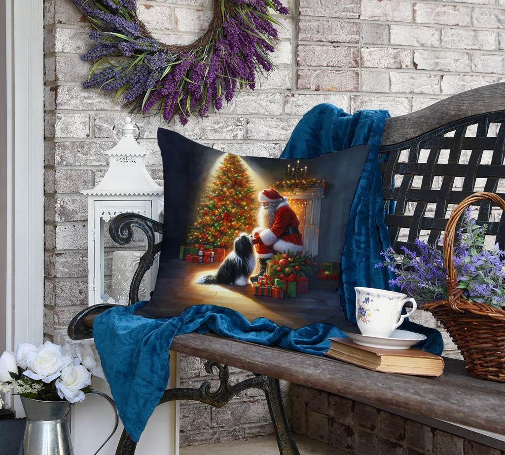 Tibetan Terrier and Santa Claus Throw Pillow