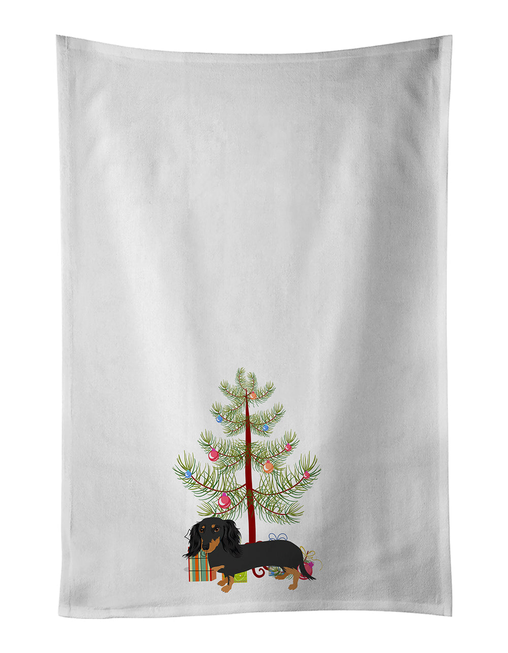 Dachshund Black and Tan #2 Christmas Kitchen Towel Set of 2