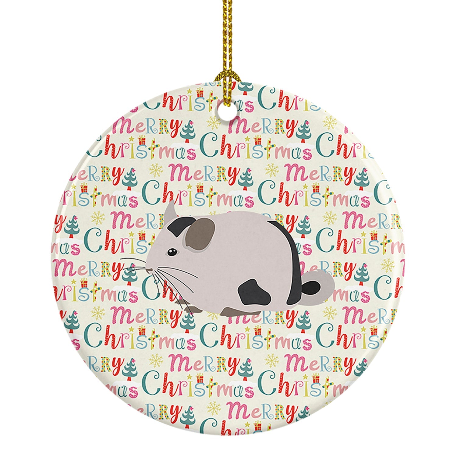 Mosaic Chinchilla Christmas Ceramic Ornament