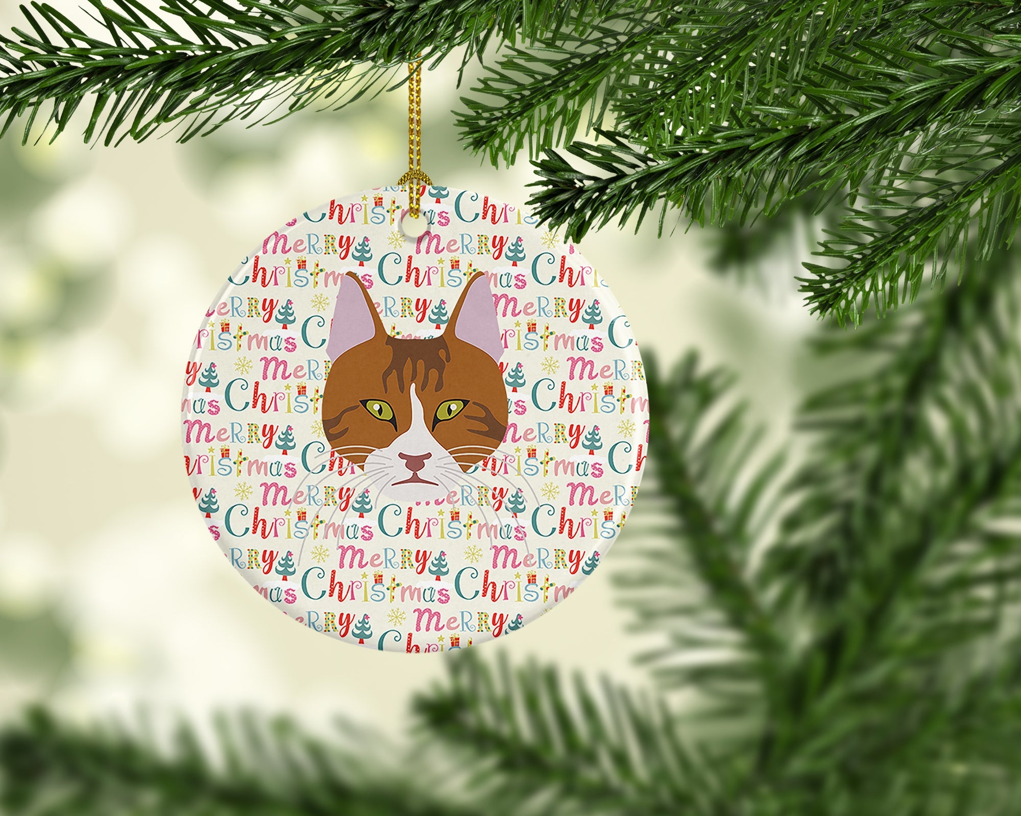 Aegean Cat Christmas Ceramic Ornament