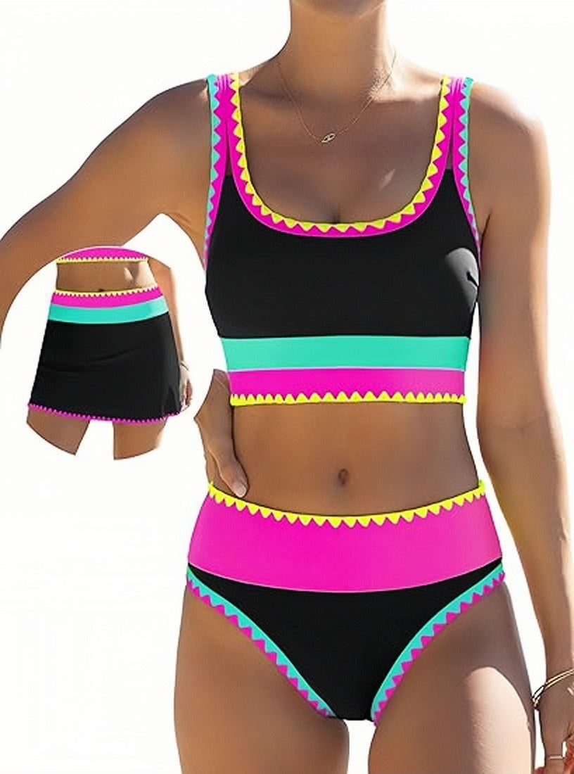 High-waisted Contrast Two-piece Bikini