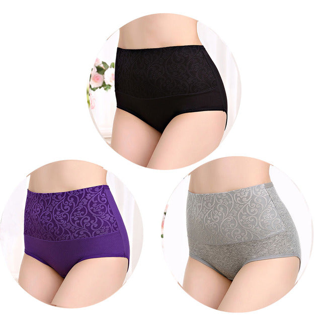 Plus Size High Waist Cotton Tummy Tuck Panties for Women
