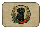 Labrador Retriever Christmas Flowers Dish Drying Mat