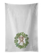 Dachshund Dappled Christmas Wreath Kitchen Towel Set of 2