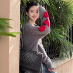 European Station Gray With Heart Knitted Sweater Women's Thick