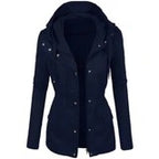 Solid Color Lapel Biker Jacket for Women