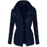 Solid Color Lapel Biker Jacket for Women
