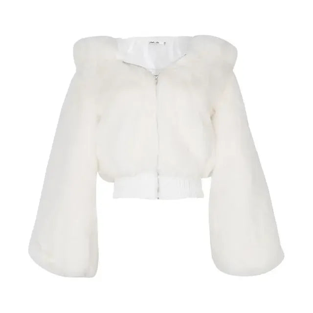 Furry Cropped Faux Fur Coat and Jacket for Women