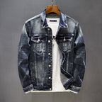 Casual Long-Sleeved Denim Jacket for Men