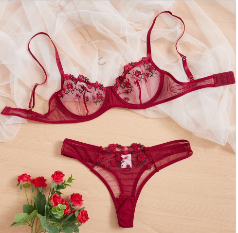 Gaby Lingerie Set - Lace Thong and Mesh Women’s Underwear