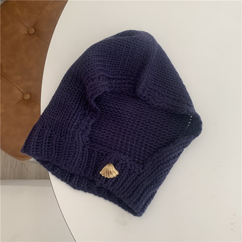 Hand-Knitted Lace-Up Solid Color Beanie Hat | Embroidered Cap