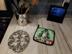 Owyhee Bob Cat By the Christmas Tree Pair of Pot Holders