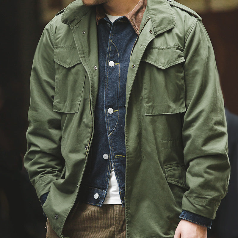 Maden M65 Oversize Army Green Denim Jacket for Men