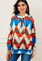 Women's Hooded Sweater Jacket with Fashion Print