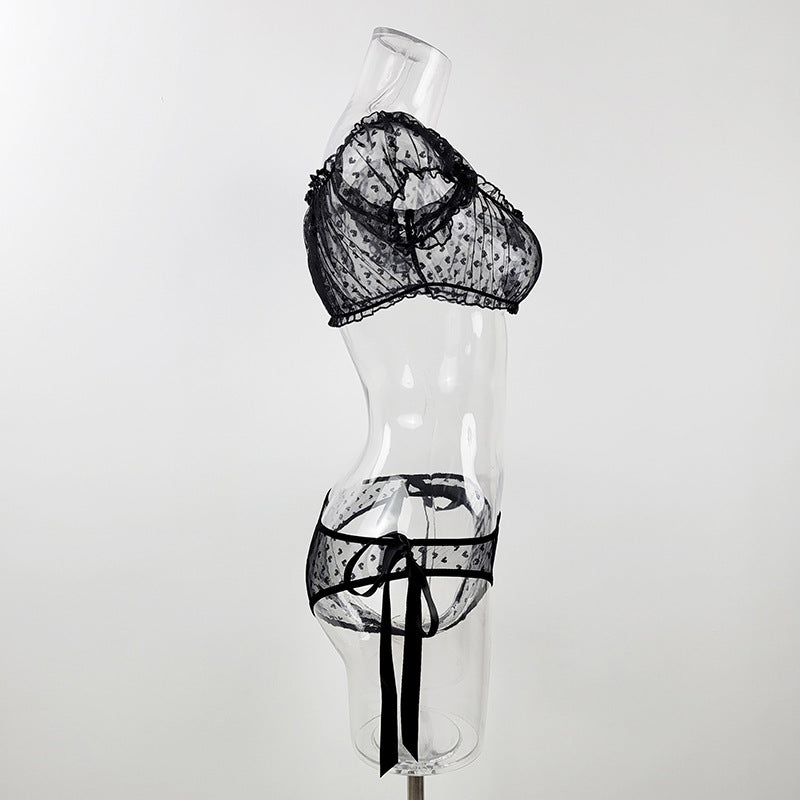 Plus Size Lace Off-Shoulder Lingerie Set (Two Pieces)