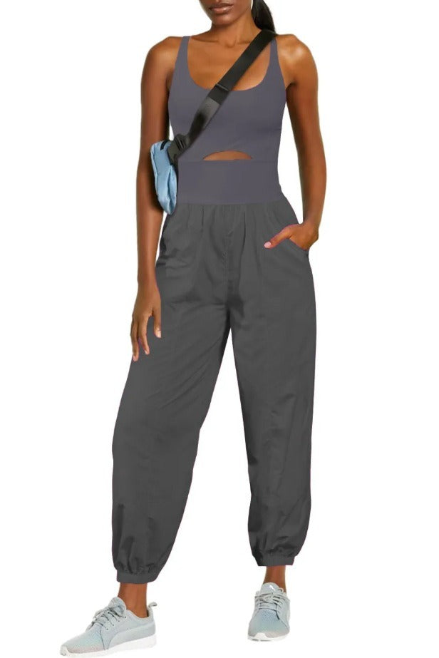 Camisole Tracksuits Romper with Pockets (One Set)