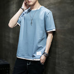 Stylish Men's Summer Two-Piece Spliced Pullover T-shirts | Streetwear