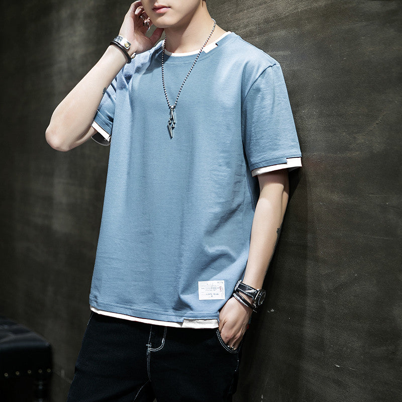 Stylish Men's Summer Two-Piece Spliced Pullover T-shirts | Streetwear