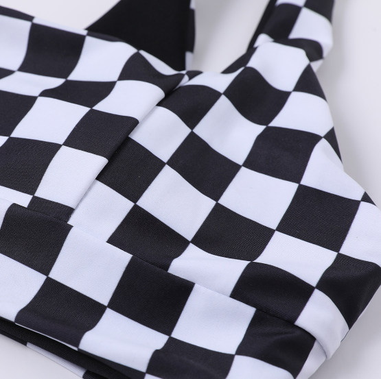 Checkerboard Print Bikini Set