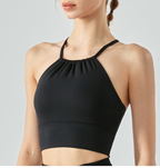 Solid Color Women's Yoga Tank Top with Cross Back