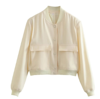 Glam Cargo Bomber Jacket with Stand Collar (One Piece)