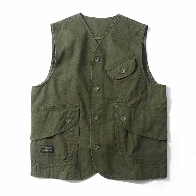 Men's Multi-pocket Retro Casual Vest Jacket Top