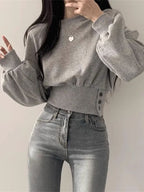 Women's Fitted Long Sleeve Crop Sweatshirt | Streetwear