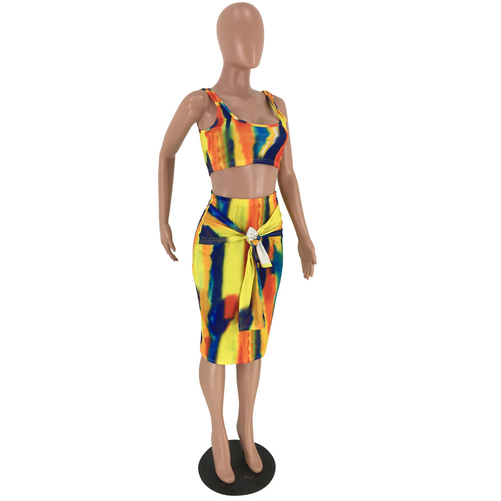 Tie-Dye Camisole and Midi Skirt Set