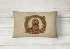 Briard Christmas Flowers Throw Pillow