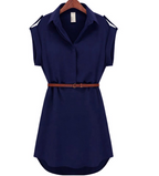 Chiffon Dress with Belt - Casual Style Dress