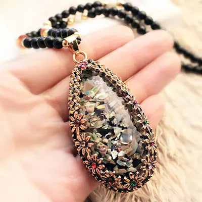 Korean Long Cat Eye Stone Sweater Chain Necklace | Jewelry