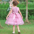 Girls Flower Embroidered Petal Skirt Christmas Dress