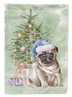 Pug Fawn Puppy Christmas Presents and Tree Garden Flag
