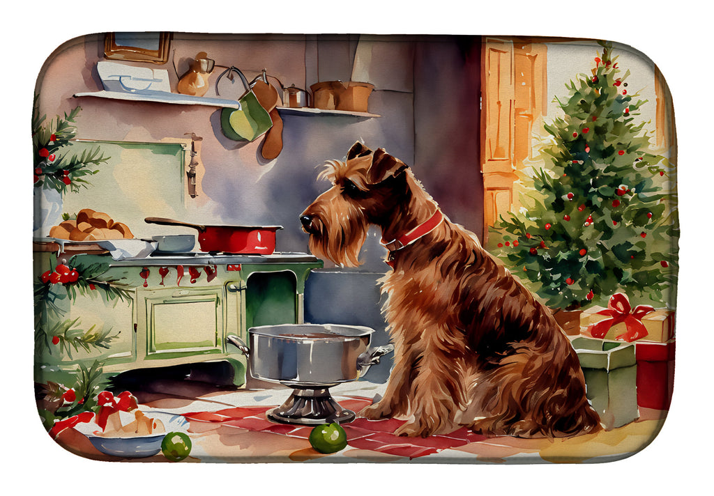 Irish Terrier Christmas Cookies Dish Drying Mat
