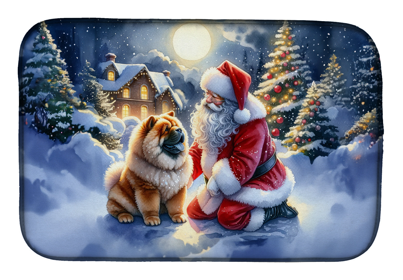 Chow Chow and Santa Claus Dish Drying Mat