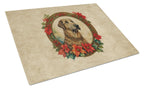 Irish Wolfhound Christmas Flowers Glass Cutting Board