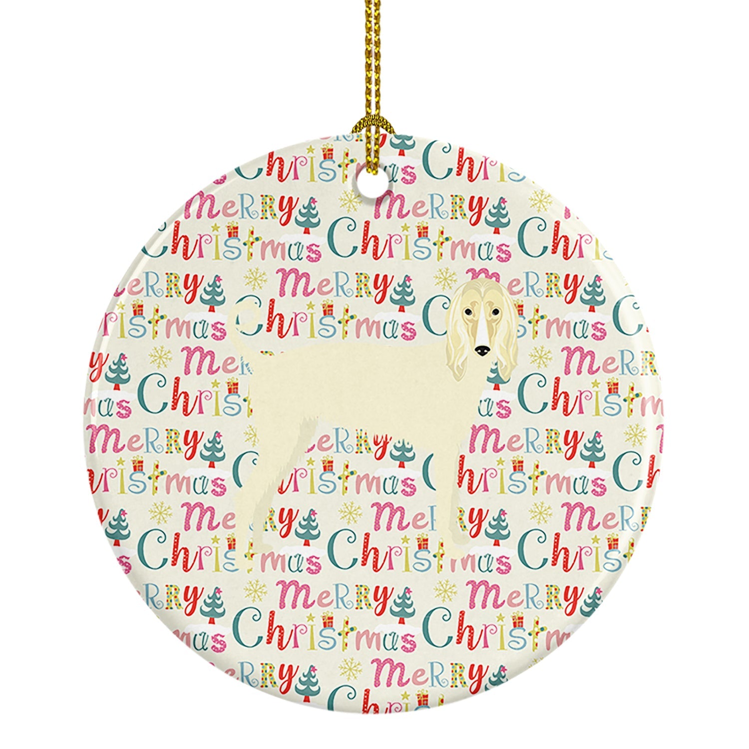 Afghan Hound Merry Christmas Ceramic Ornament