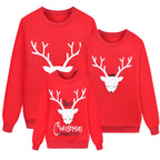 Christmas Family Matching Red Hoodie with Deer Print | Streetwear