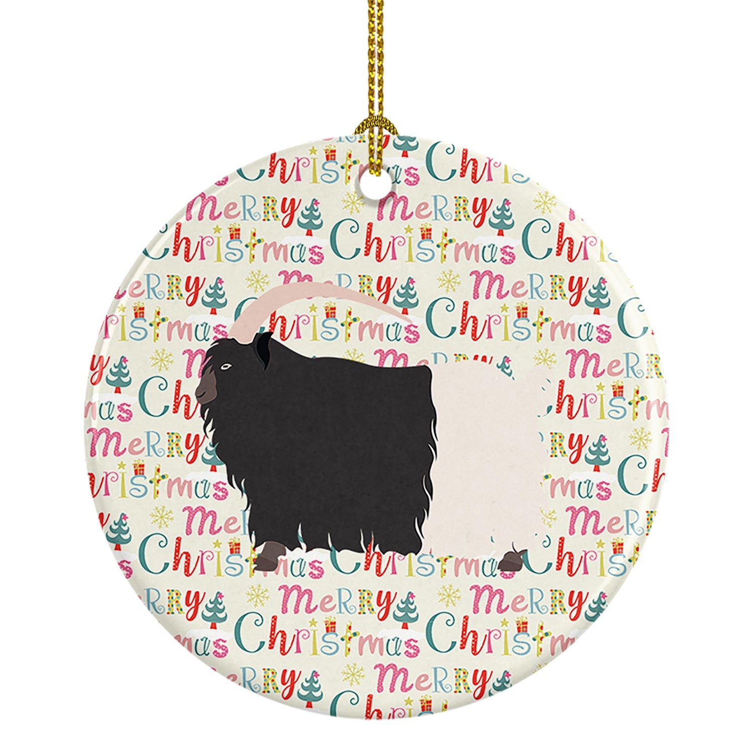 Welsh Black-Necked Goat Christmas Ceramic Ornament