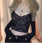 Chic Floral Print Lace Bra with Suspenders for Women