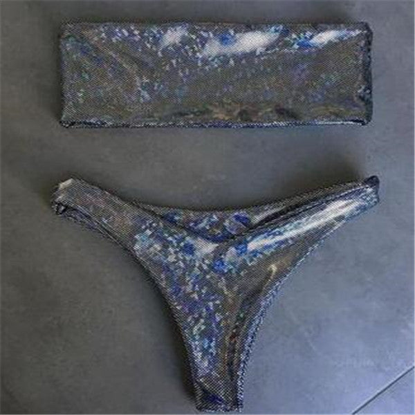 Shiny Women's Two-Piece Leather Bikini Set