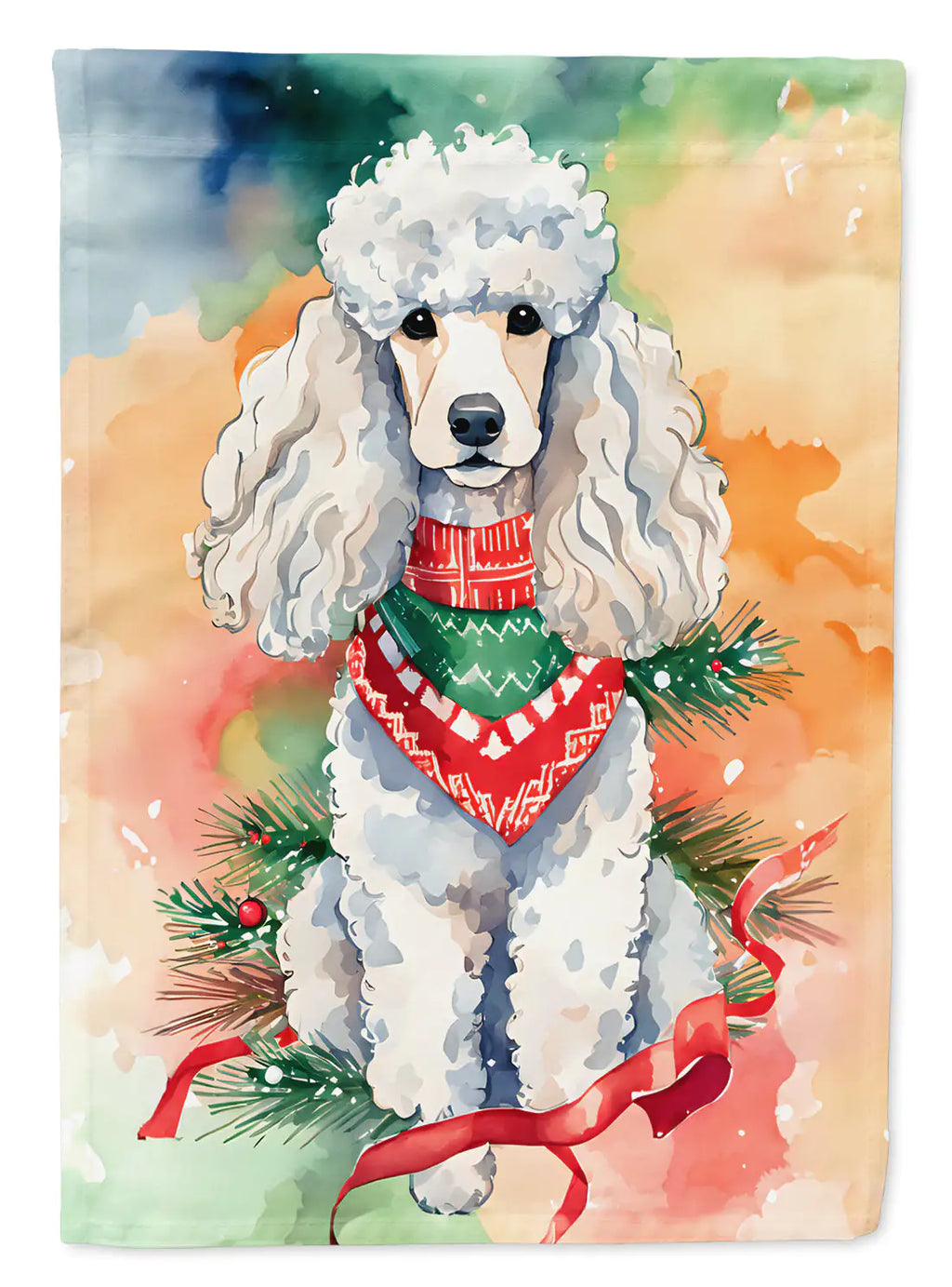 Poodle Christmas Garden Flag