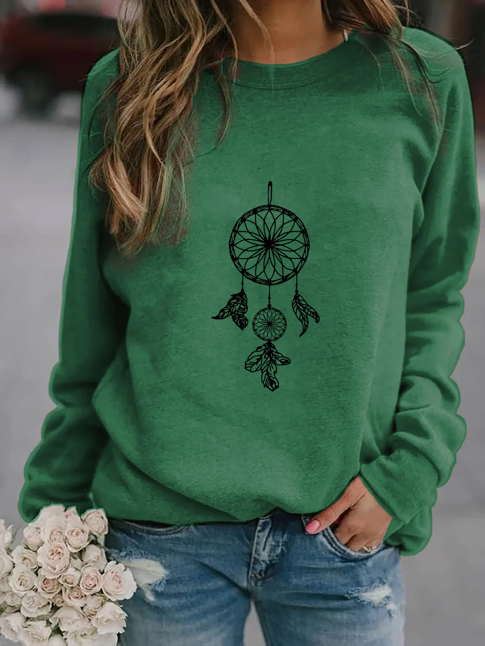 Oversized Women's Sweatshirt with Ethnic Print | Streetwear