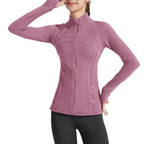 Stand Collar Sports Running Workout Long Sleeve Zipper Jacket for Women