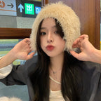 Korean Soft Waxy Long Wool Knitted Baotou Hat | Embroidered Cap