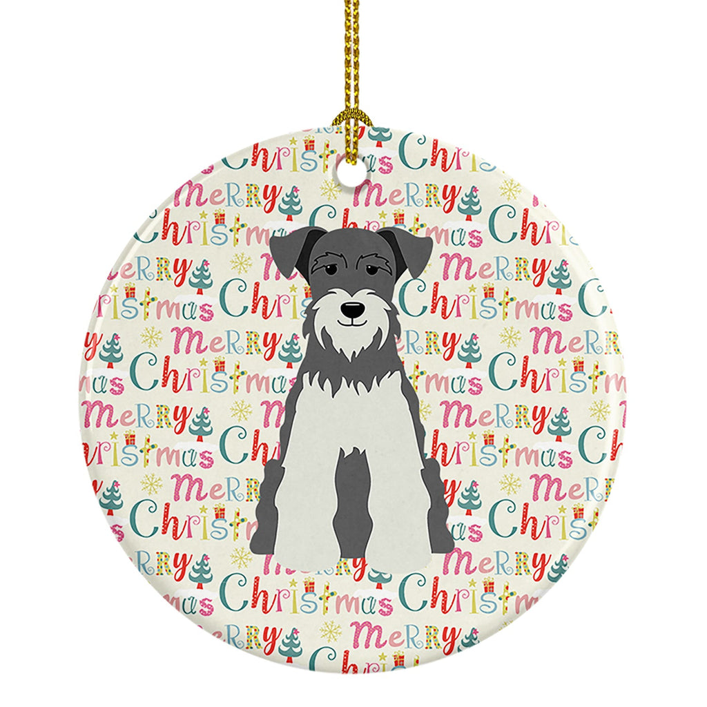 Merry Christmas Miniature Schnauzer Salt and Pepper Ceramic Ornament