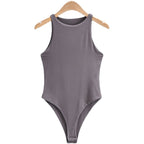 Sleeveless Layered Bodysuit Round Neck Fitted Top